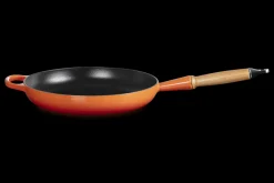 Cast Iron Frying Pan with Wooden Handle