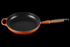 Cast Iron Frying Pan with Wooden Handle