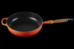 Cast Iron Sauté Pan with Wooden Handle