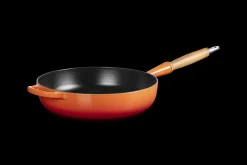 Cast Iron Sauté Pan with Wooden Handle