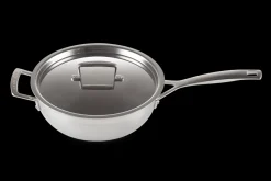 3-ply Stainless Steel Non-Stick Chef's Pan with Lid and Helper Handle