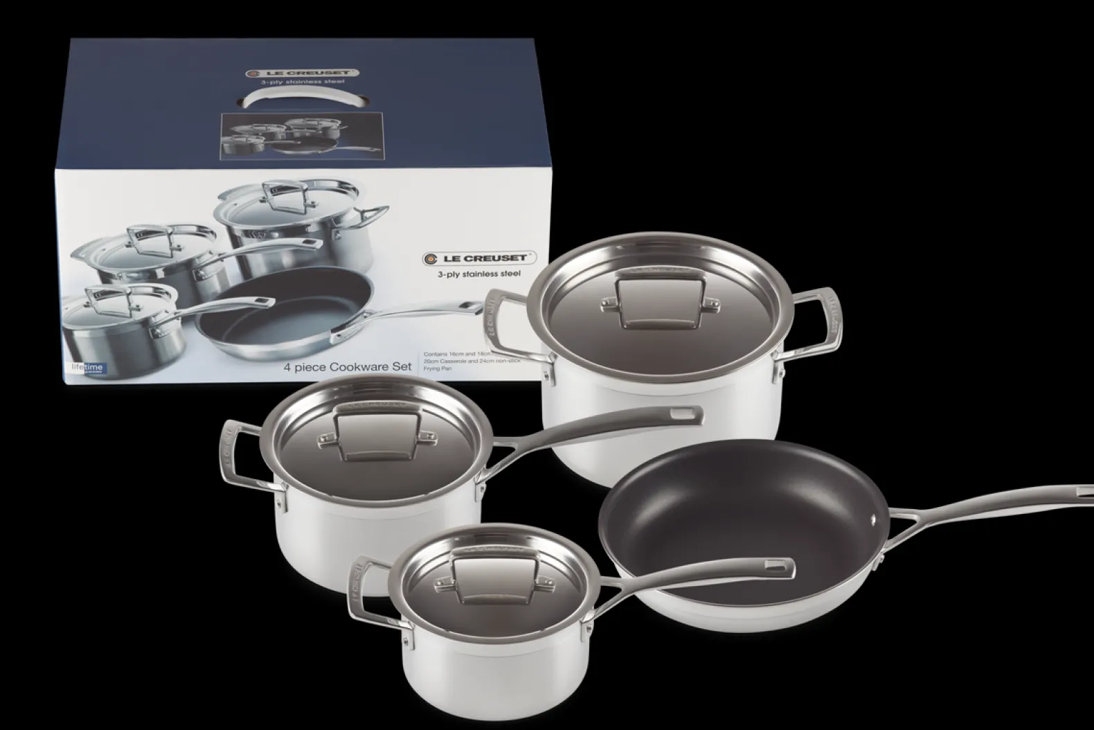 3-ply Stainless Steel 4-piece Cookware Set