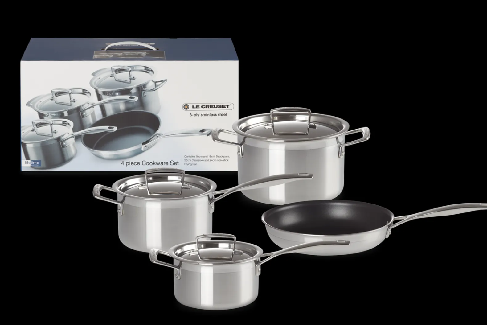 3-ply Stainless Steel 4-piece Cookware Set