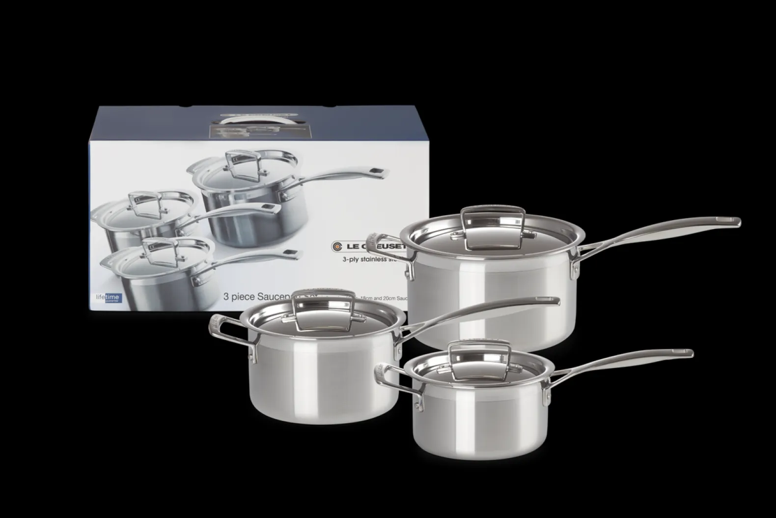 3-ply Stainless Steel 3-piece Saucepan Set