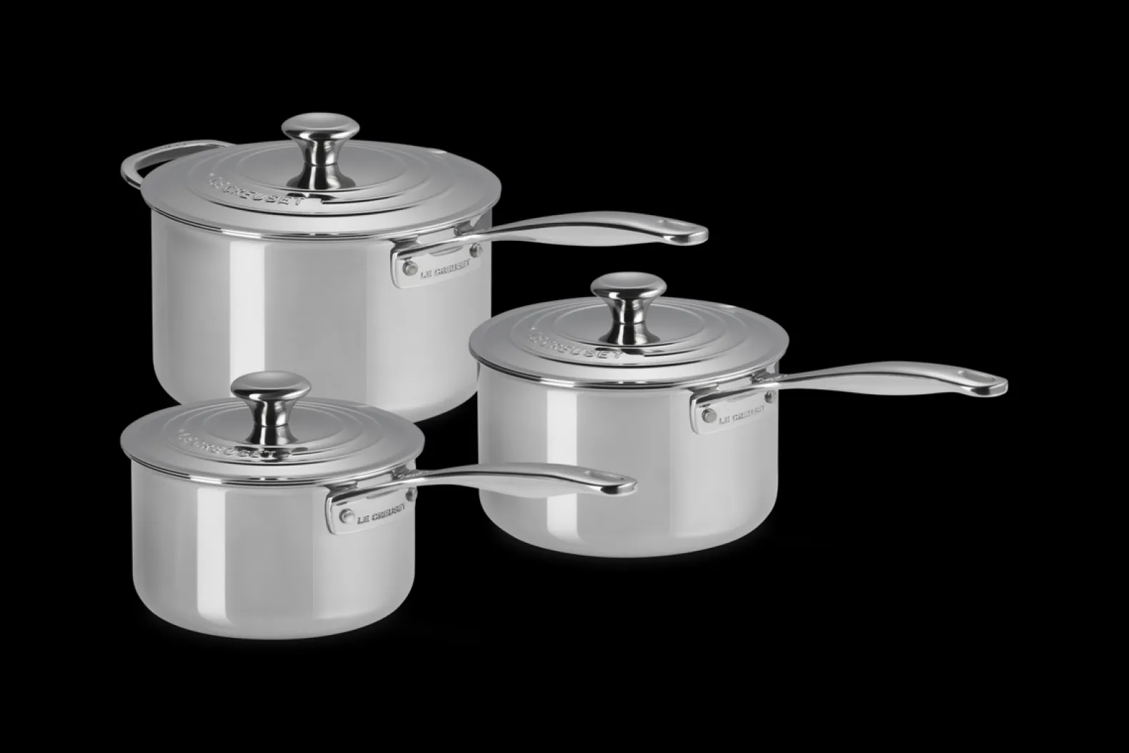 Signature 3-ply Stainless Steel 3-piece Saucepan Set