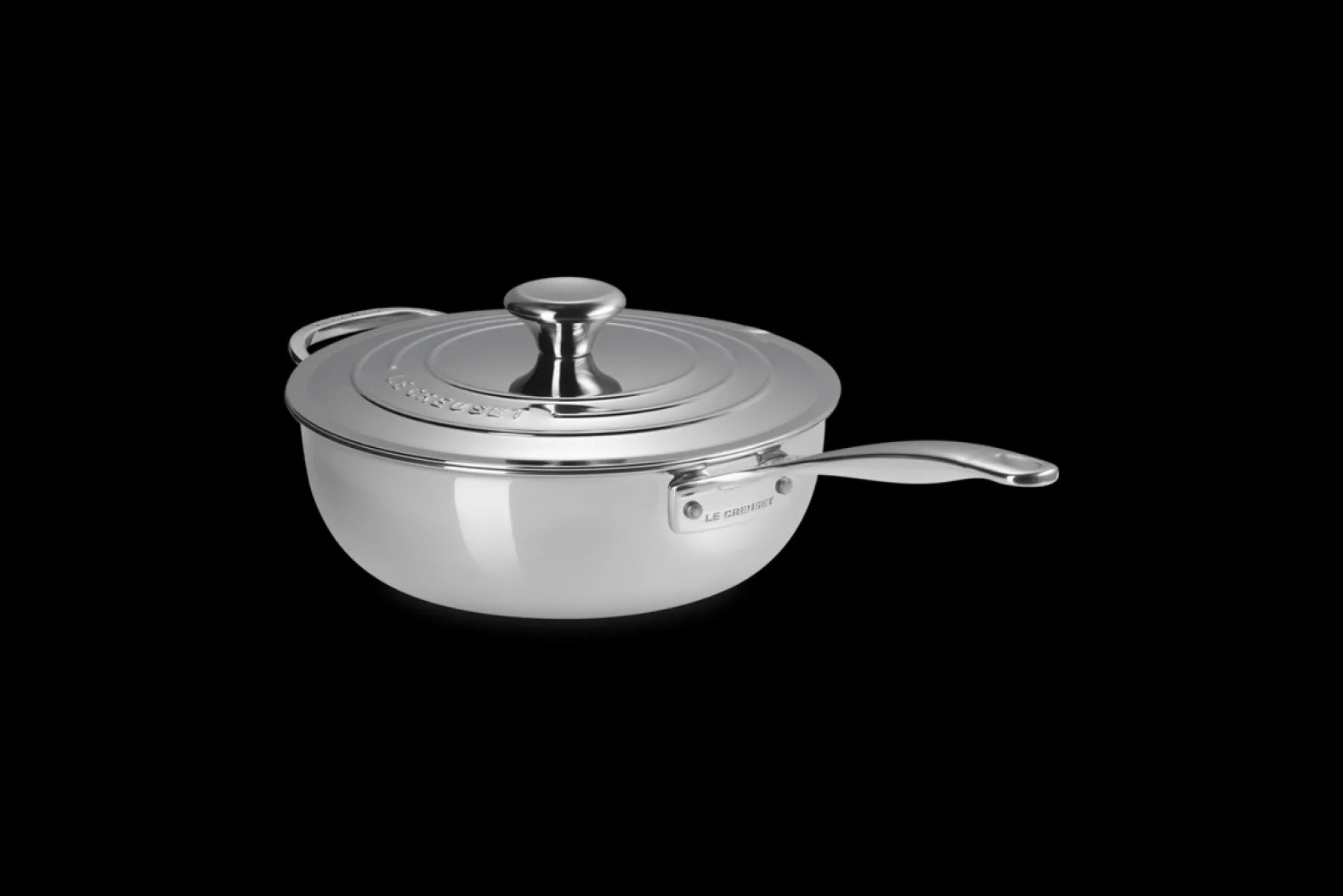 Signature Stainless Steel Non-Stick Chef's Pan with Lid and Helper Handle