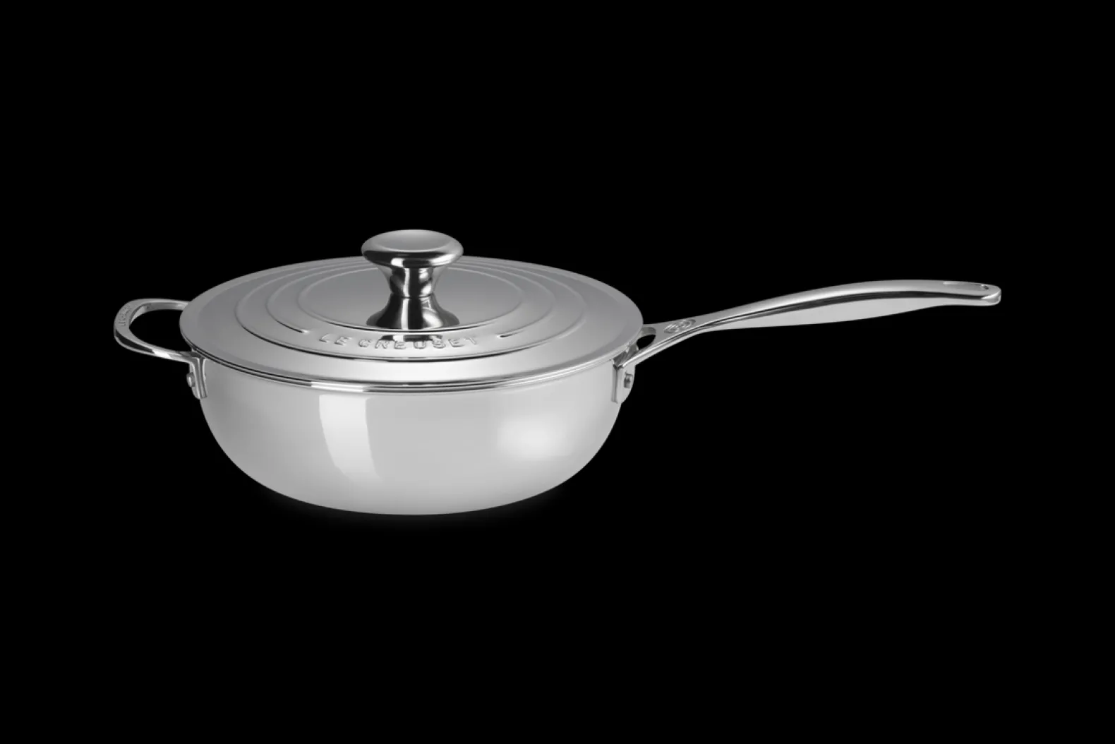 Signature Stainless Steel Non-Stick Chef's Pan with Lid and Helper Handle