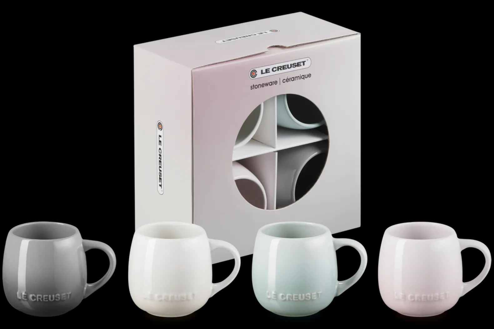 Stoneware Coupe Set of 4 Mugs