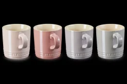 Stoneware Metallics Set of 4 Mugs Pastel