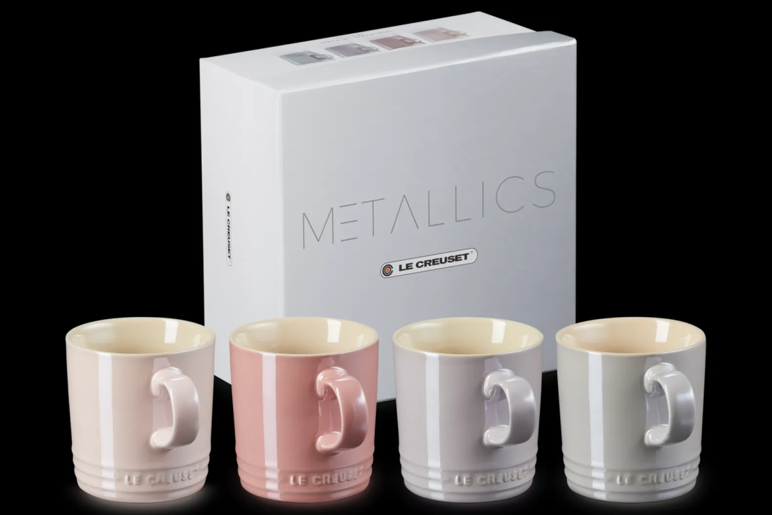 Stoneware Metallics Set of 4 Mugs Pastel