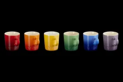 Stoneware Rainbow Set of 6 Espresso Mugs