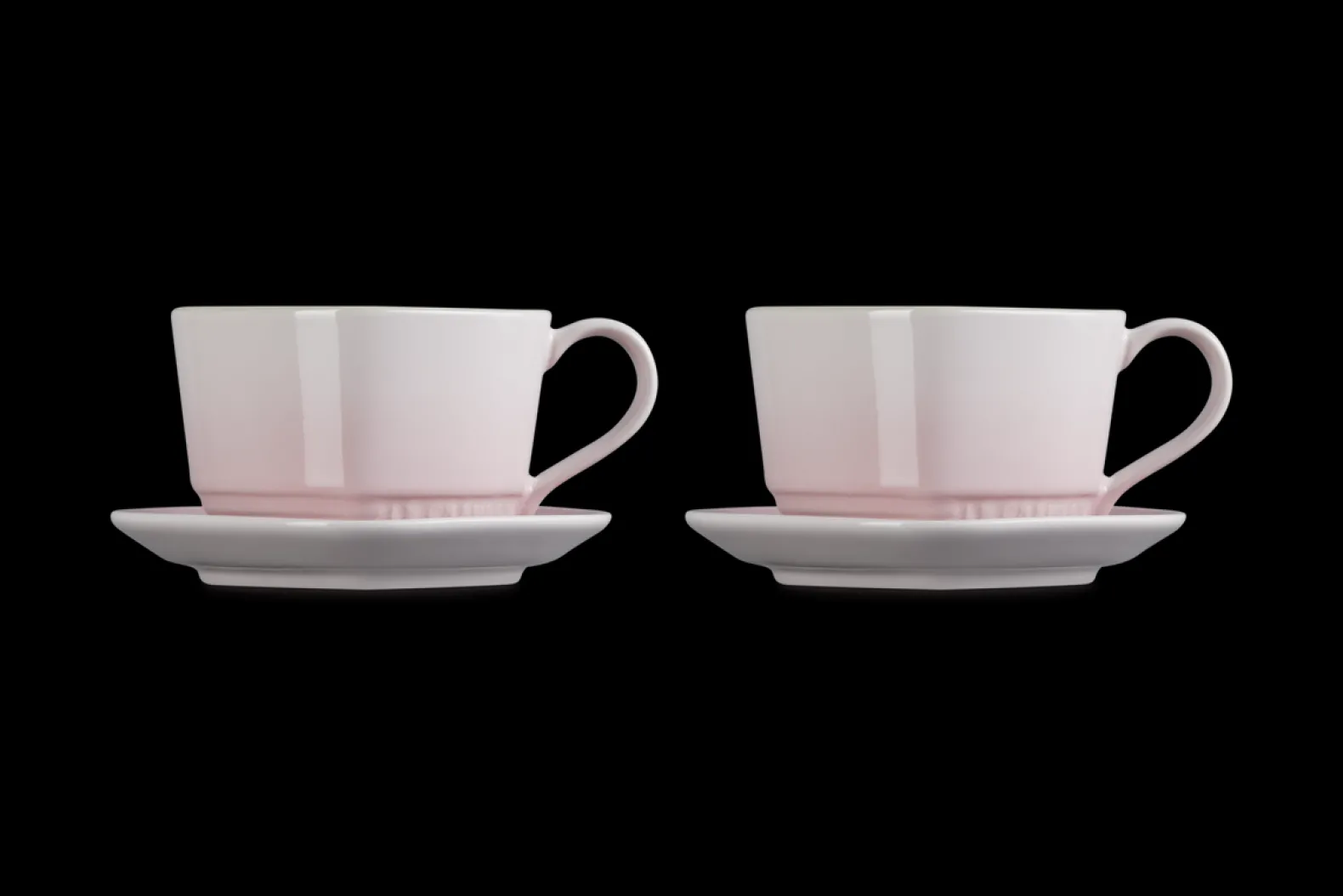 Stoneware Set of 2 Heart Mugs with Saucers