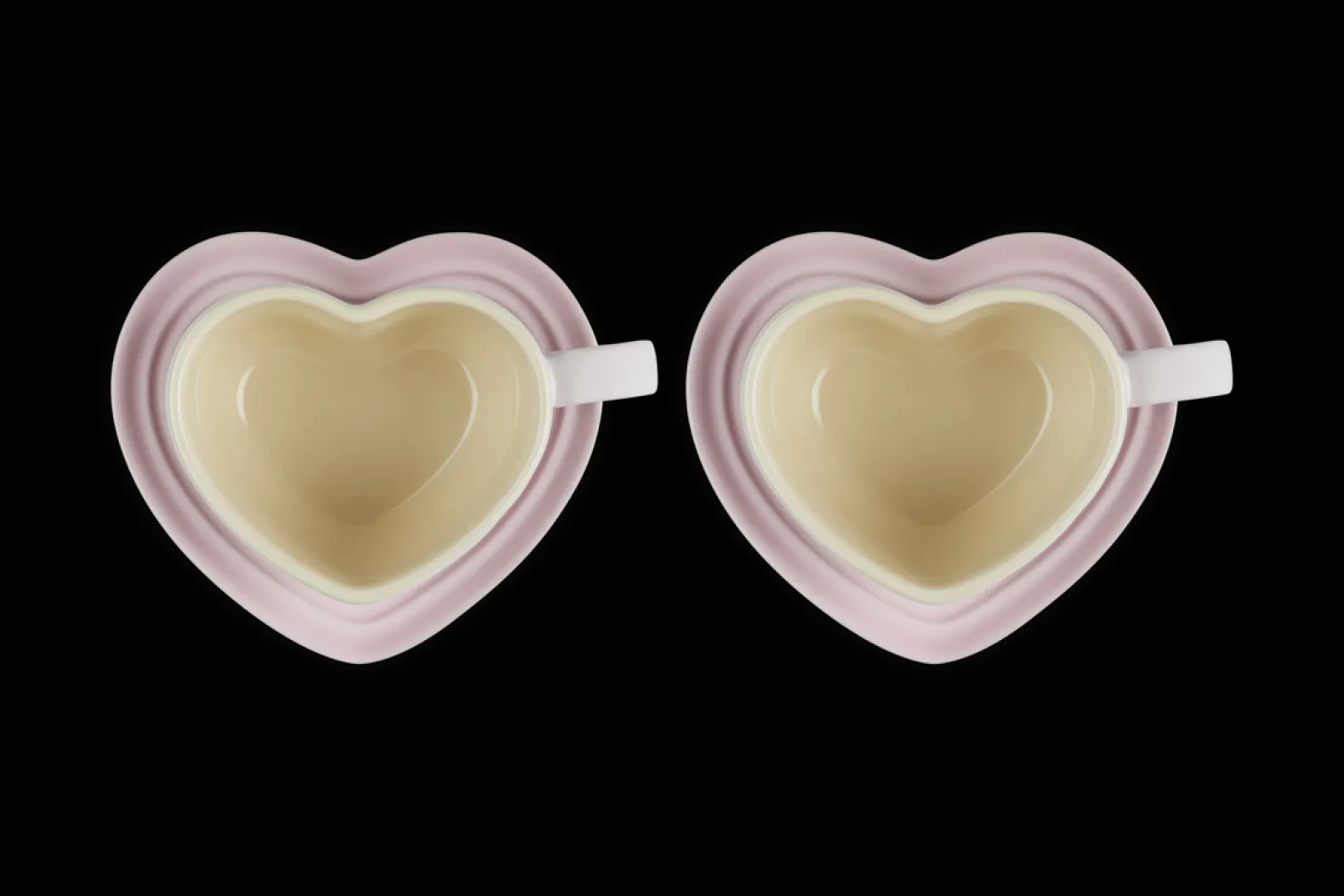 Stoneware Set of 2 Heart Mugs with Saucers